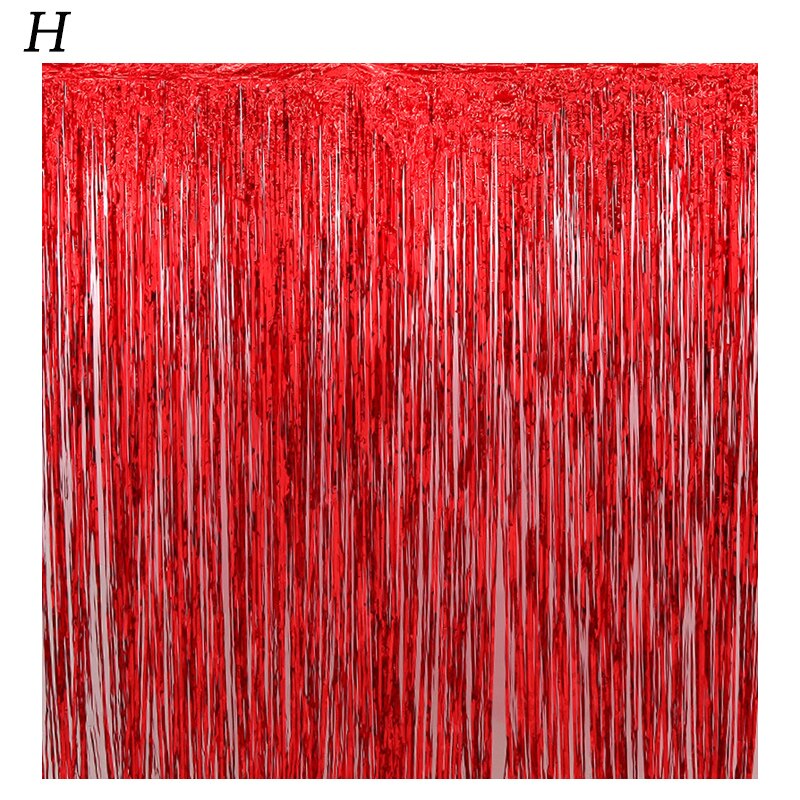 1*2m kæledyr regn silke gardin farve strip kvast fødselsdagsfest farverige krans fest bryllup baggrund atmosfære dekoration: Rød