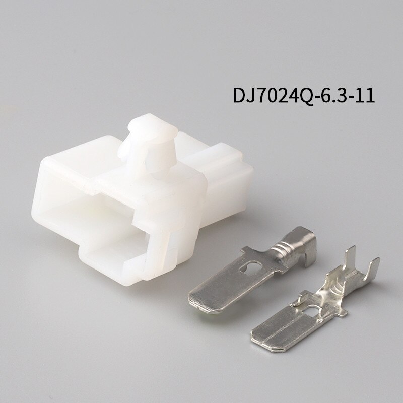 100 juegos DJ7024Q-6.3-11/21 6,3mm 2Pin AMP conectores de cable eléctrico del coche