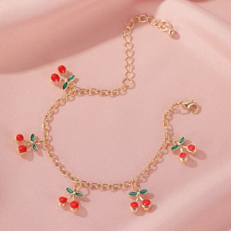 Vrouwen zoete kristallen fruit armbanden enkelband voor vrouwen eenvoudige trendy feest gouden ketting armband sieraden