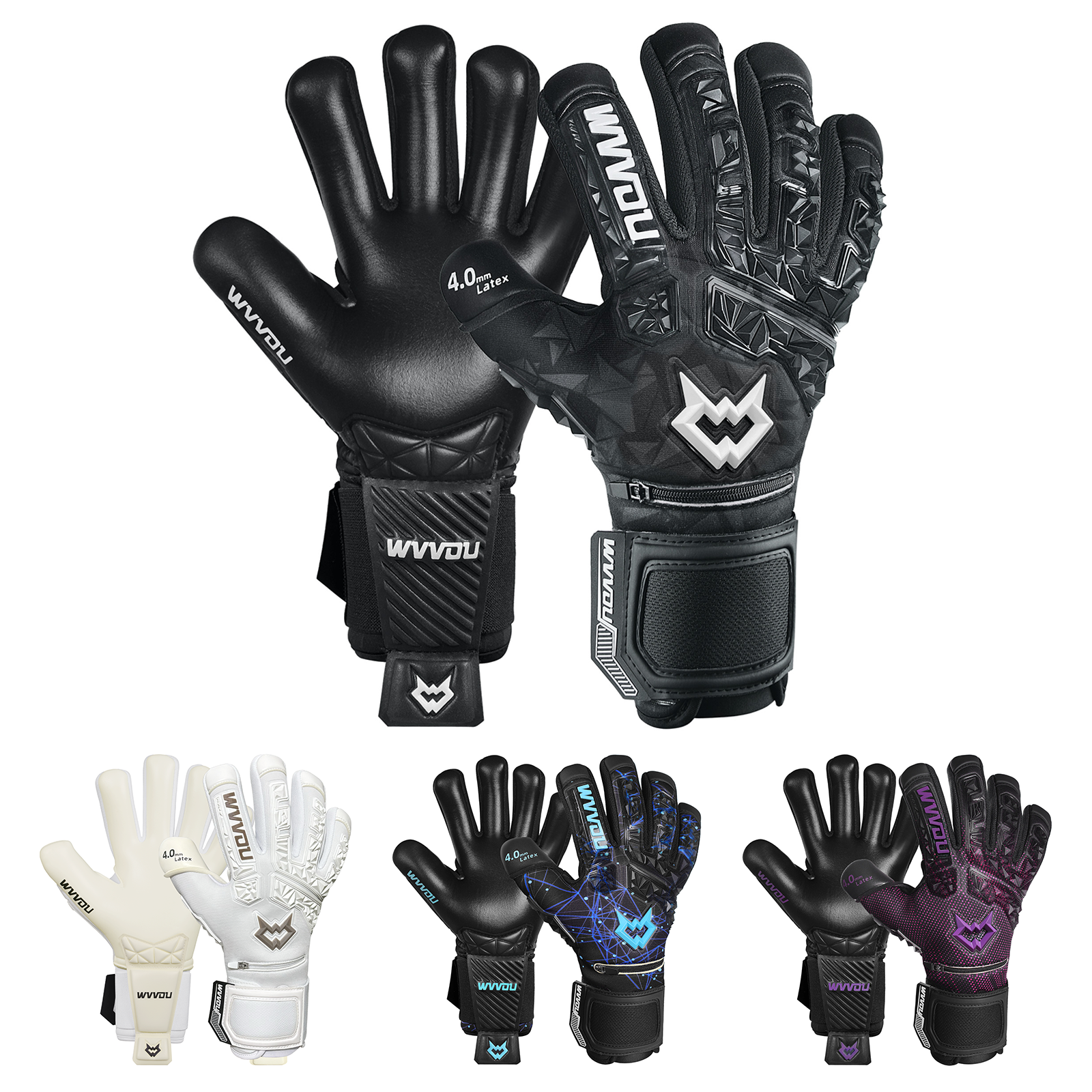 WVVOU Soccer Goalie Gloves for Adults and Youth, High Performance Goalkeeper Gloves with 5 Detachable Finger Saves