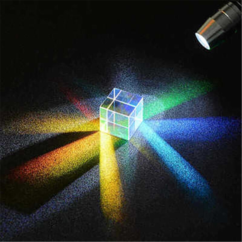 Prisma de cristal de seis lados brillantes, prismas divisorias de haz de luz, lentes de experimento óptico, accesorios de fotografía de arco iris, 20x20x20