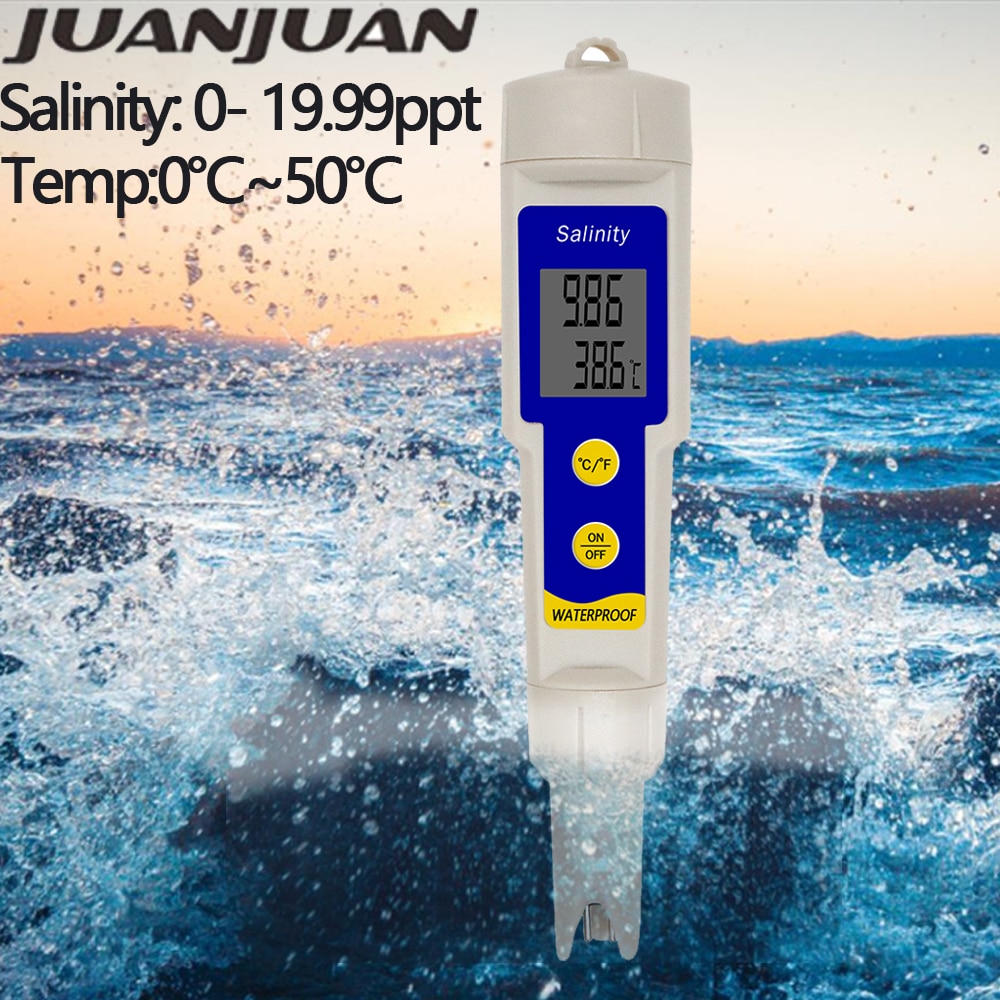 Digital Salinity Tester Salt Meter 2 in1 Temp Salinometer Aquarium Salty Testers Marine Salinity Pool Testing Salinometer 40%Off