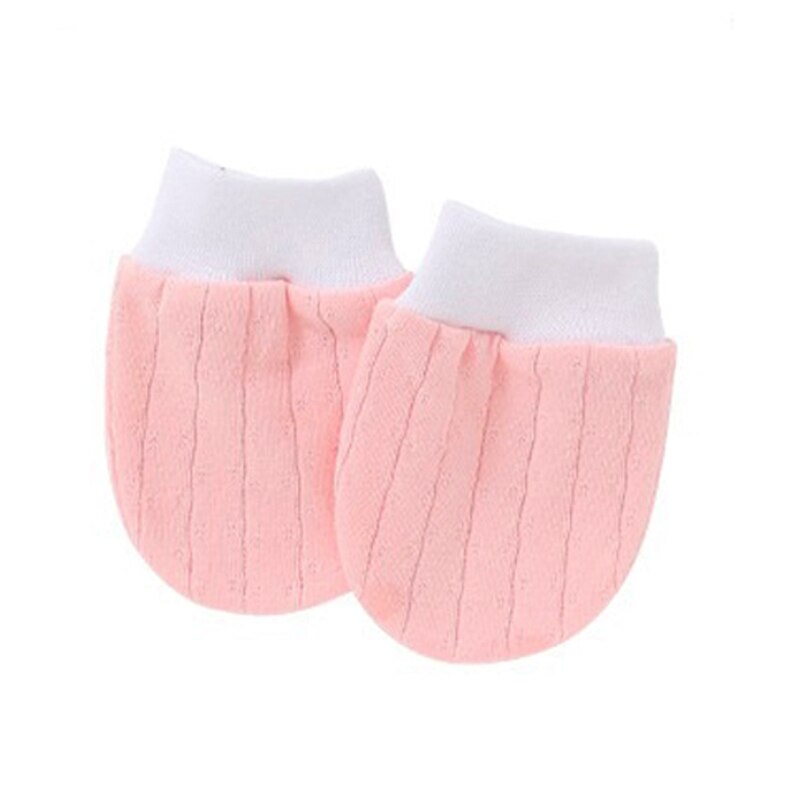 Guantes antiarañazos de algodón para bebé, manoplas de protección facial, accesorios para niños, D0AF, 1 par: Pink 1