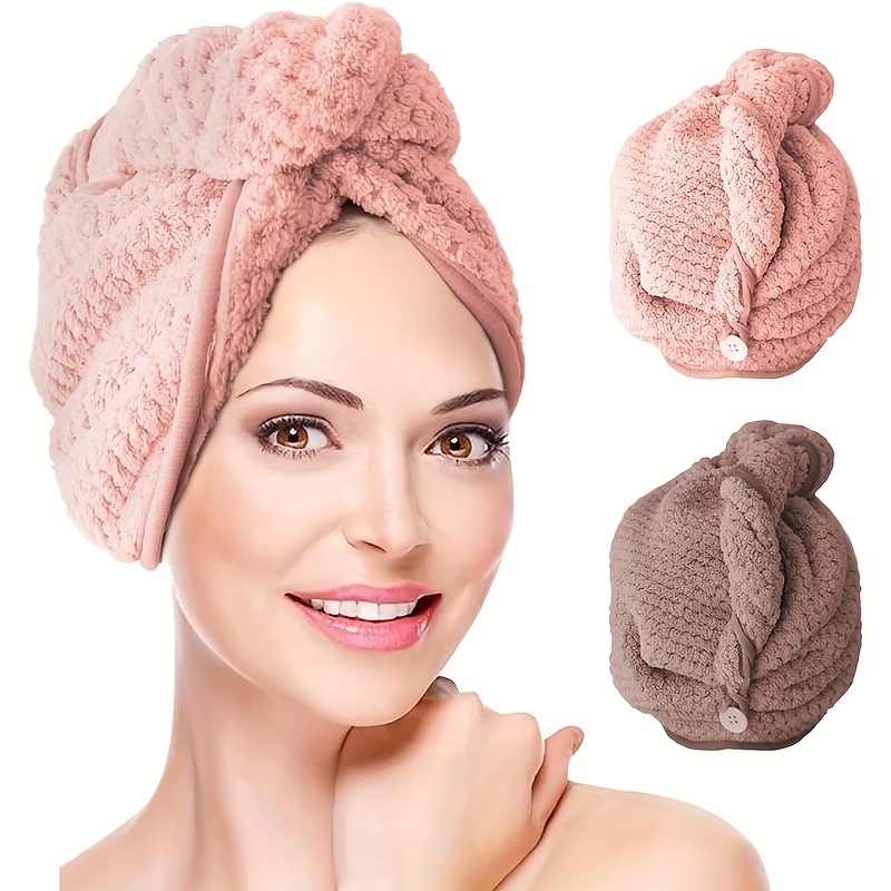 Toalla turbante para secar el cabello, gorro para el cabello seco de Color sólido, toalla de secado rápido, envolturas para la cabeza de baño suaves Unisex
