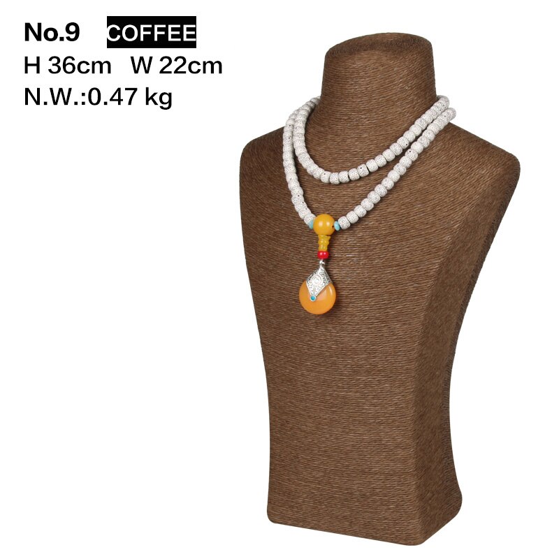 Hanf Seil Halskette Display Stand Halter Nizza Neue Halskette Aufhänger Schmuck Display Büste Modell Rack: No.9 Coffee