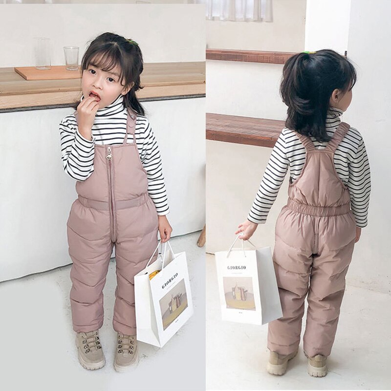 Kinderen Winter Warm Overalls Meisjes &amp; Jongens Winter Dikke Broek Katoen Vulling Kids Overalls Voor Meisjes 1-5 Jaar kinderen Jumpsuit