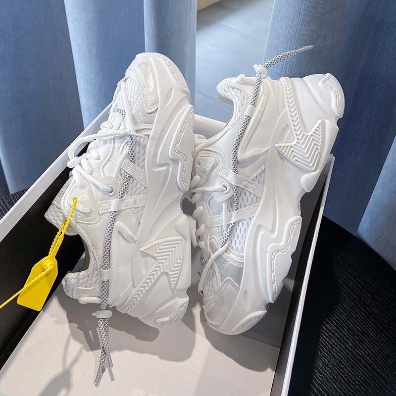 printemps grosses baskets femmes plate-forme Chaussures Basket Femme vulcaniser Chaussures femmes Chaussures décontractées Chaussures Femme: White / 40