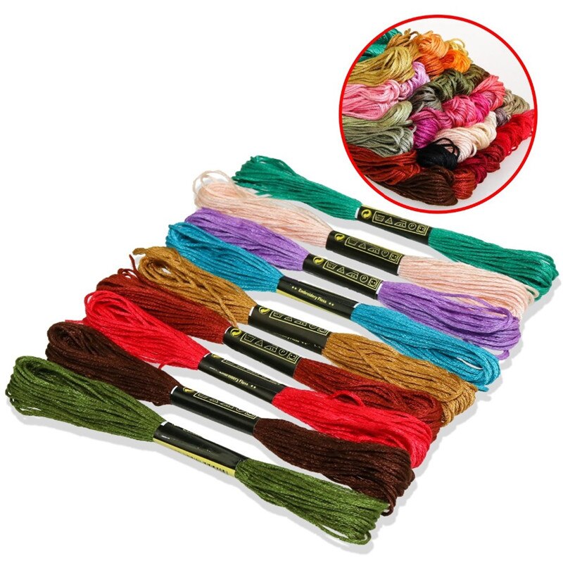 KOKNIT 100/150/200/250pcs Cross Stitch Threads Floss Random Rainbow Color Sewing Skeins Embroidery Thread Skein DIY Sewing Tools