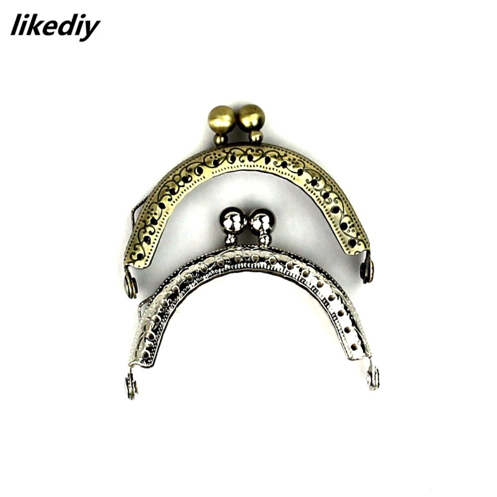 10 Pcs/Lot 6.5 CM Antique Bronze&amp;Silver Size Bead Head Semicircular Metal Coin Purse Frame Kiss Clasp DIY Bag Accessory