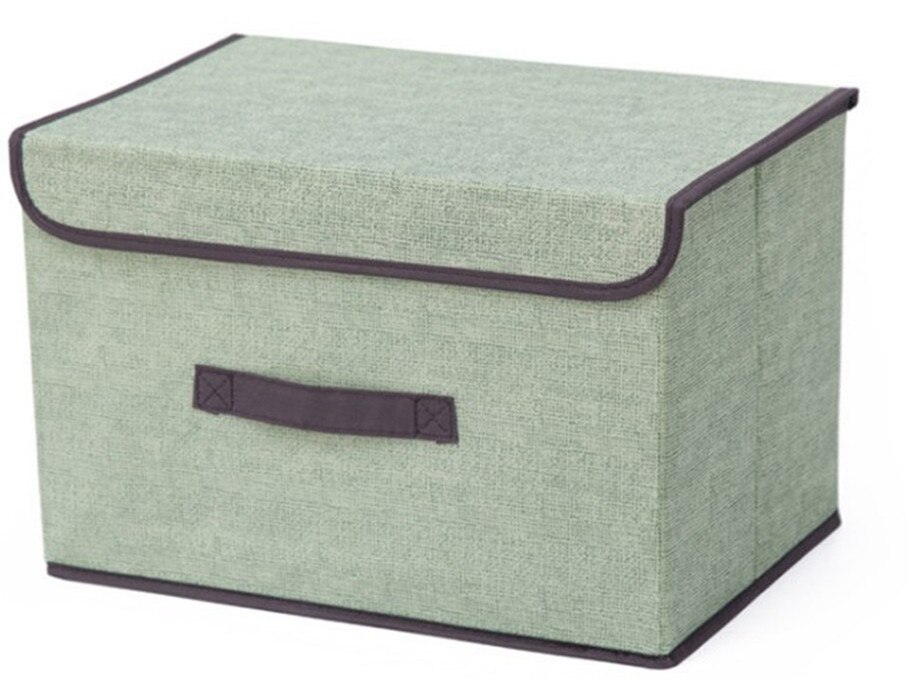 Caja de almacenamiento de cubos para el hogar, ropa interior, calcetines, organizador de guardarropa, cesta plegable de Color sólido, contenedor con tapa en 3 colores: green