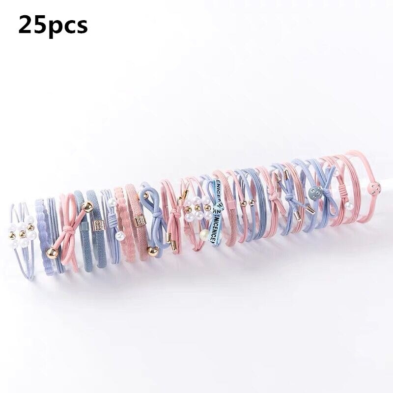12/16/20/25 stuks meisjes hoofdbanden vrouwen haaraccessoires elastische haarbanden voor meisjes vrouwelijke haarband rubberen touw kauwgombanden haarband: 25 stuks tweekleurige mix