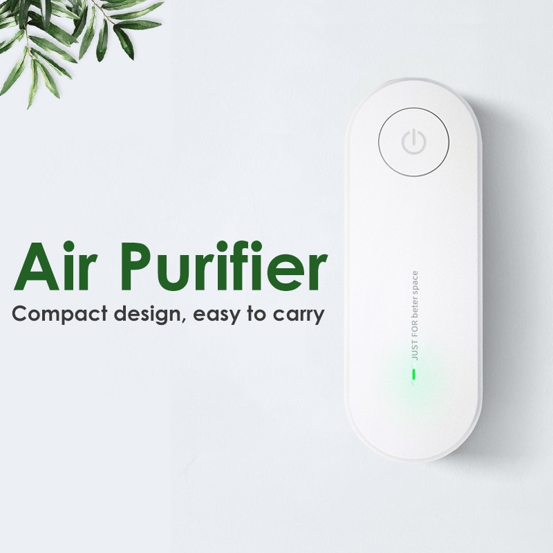 Home Portable Mini Air Purifier USB Cable & Battery Dual Power Air Cleaner Anion Ionizer Negative Ion Generator Ozone Generator