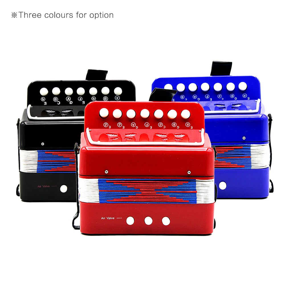 7-Key Accordeon 2 Bass Mini Accordeon Educatieve Muziekinstrument Rhythm Band Voor Kinderen Zwart/Rood/Blauw (Optioneel)