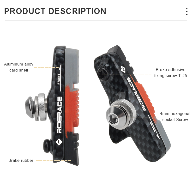 Ganasce freno per bicicletta con trogolo per fango Silenzioso cerchio in lega di alluminio Freno per ruota di attrito Pastiglie freno per bici Foglio di gomma sostituibile