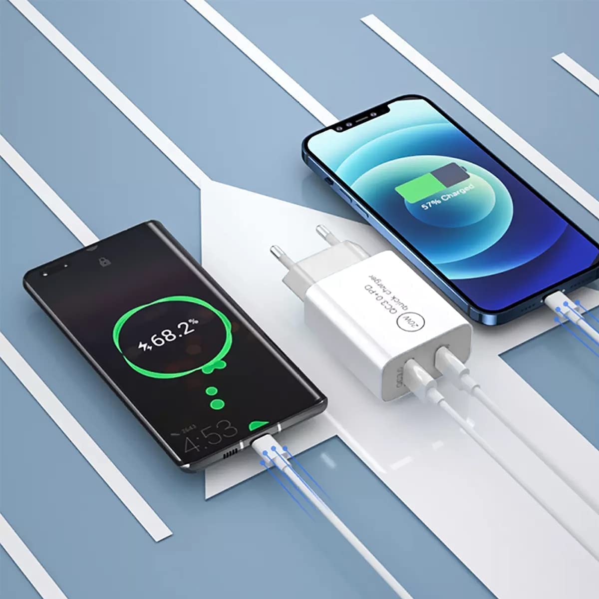 Fast Charge Charger Dual USB Port Quick Charge EU Plug for Apple iPhone 13 Pro Max 12 11 Samsung Galaxy PD QC 3.0 Phone Adapter