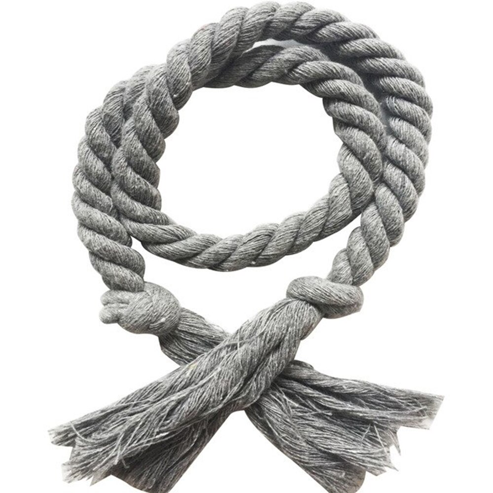 Rideau en corde de chanvre tissé à la main | Paire de rideaux à nouer décoratifs à tirettes, support de corde en chanvre tissé à la main, accessoires de rideau à boucle: Gris clair