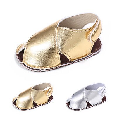 Sommer dejlige nyfødte piger babyandaler sommer sko bløde sål sandaler pu læder anti-slip: Guld / 0-6 måneder