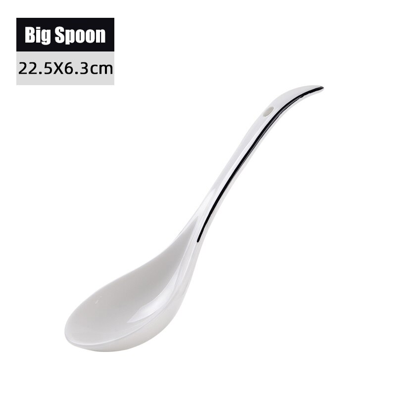 White Dinnerware Set Porcelain Spoon Bowl Plate for Home Use Everyday Use FEA889: large spoon