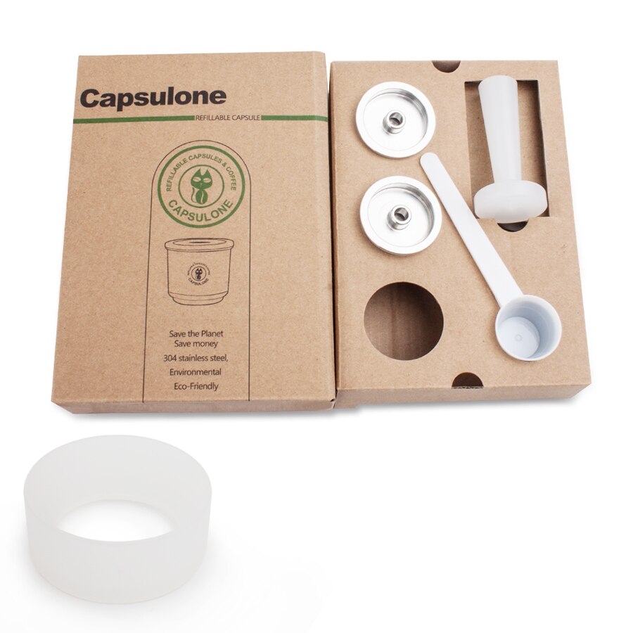 Capsulone para cafetera illy, cápsula reutilizable recargable de Metal de acero inoxidable, apta para máquina de café illy: 2pod 1tamper 1ring