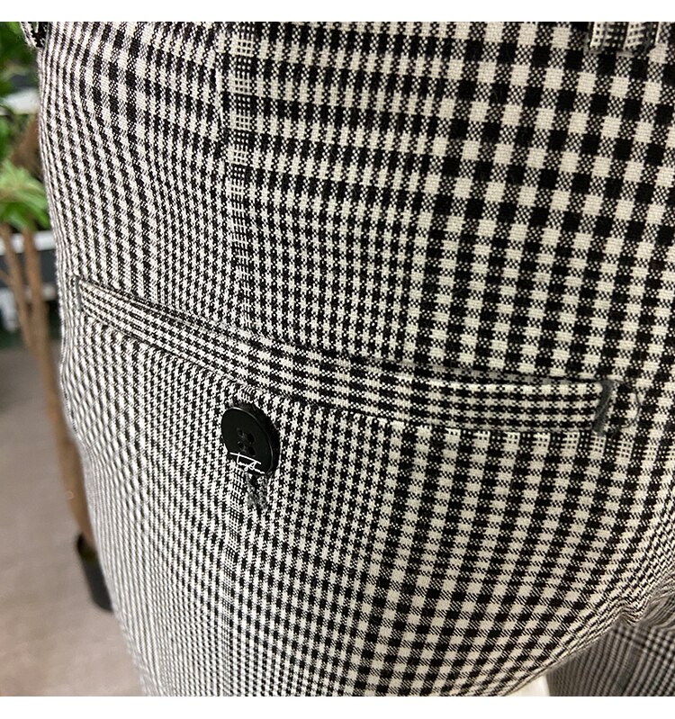Koreanske menn rutete dressbukser formell forretningskjolebukser uformelle slanke bryllupsbukser kontor sosial streetwear klær