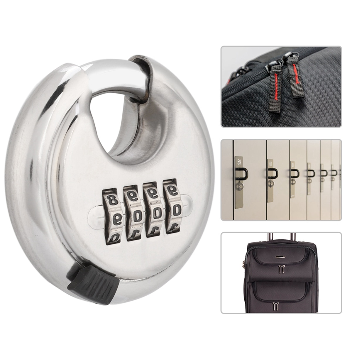 4-Dial Combination Lock Password Round Padlock Key Stainless Steel Password Locks For Outdoor Warehouse Fences