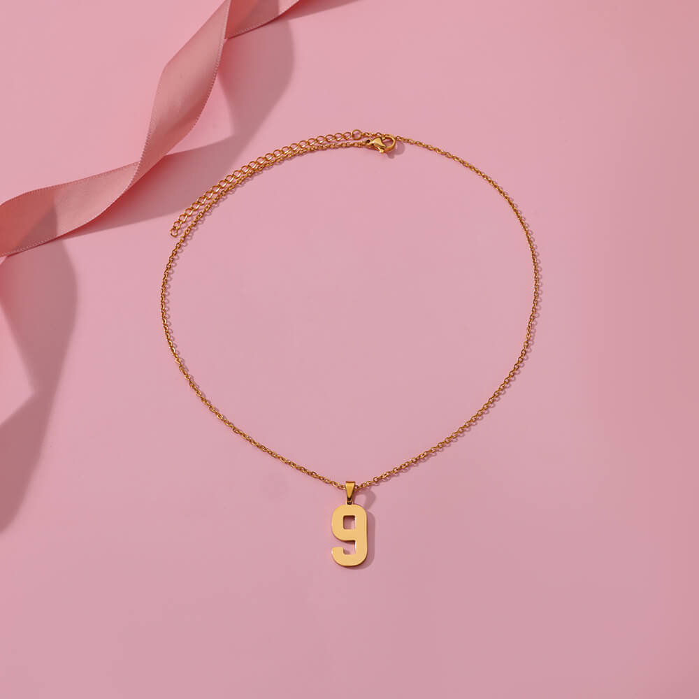 Digitale anhengskjeder for kvinner gullfarget figurnummerhalskjede kragebenkjede premium rustfritt stål smykker krage