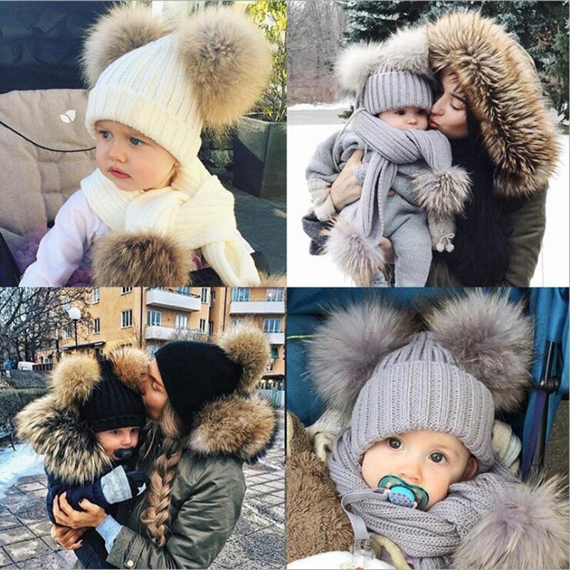 Kids Scarf Pompom Winter Warm Children Toddler Scarves Outdoor Solid Color Knitted Baby Girl Boy Scarfs