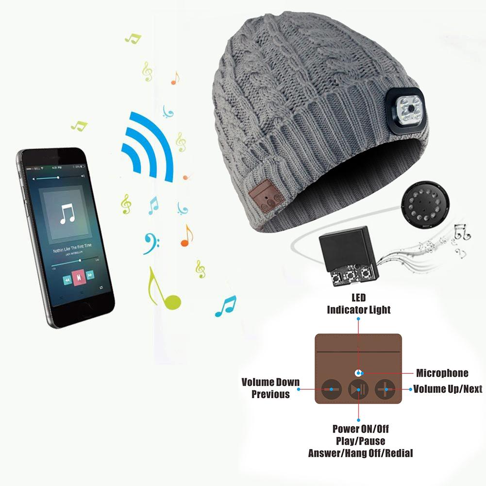 Draadloze bluetooth-muts met muziek, gebreide muts voor buitensporten en hardlopen