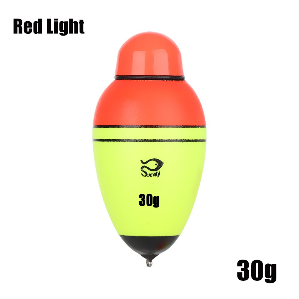 Galleggiante da pesca elettronico 1PC con 1 cella a bottone notte schiuma Eva bastone leggero in plastica attrezzatura da pesca portatile 20g/30g/40g/50g/60g: Red Light-30g