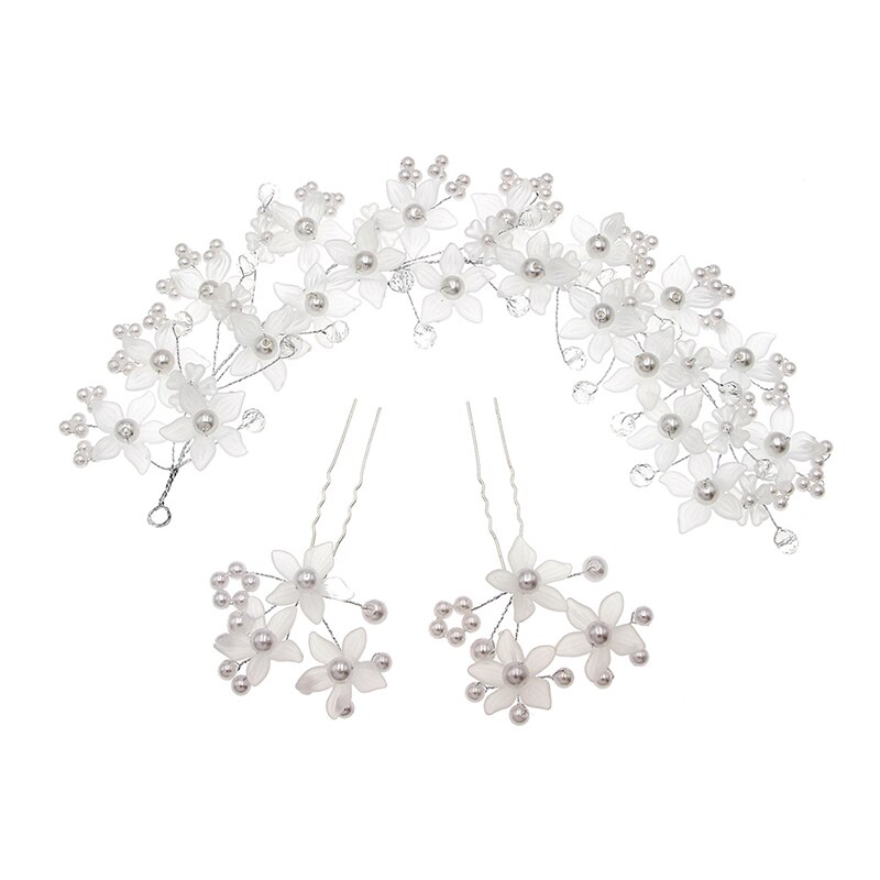 1 conjunto de acessórios de casamento hearband hari pino artesanal flor pérola faixa de cabelo headdress flor menina videira cabelo quente