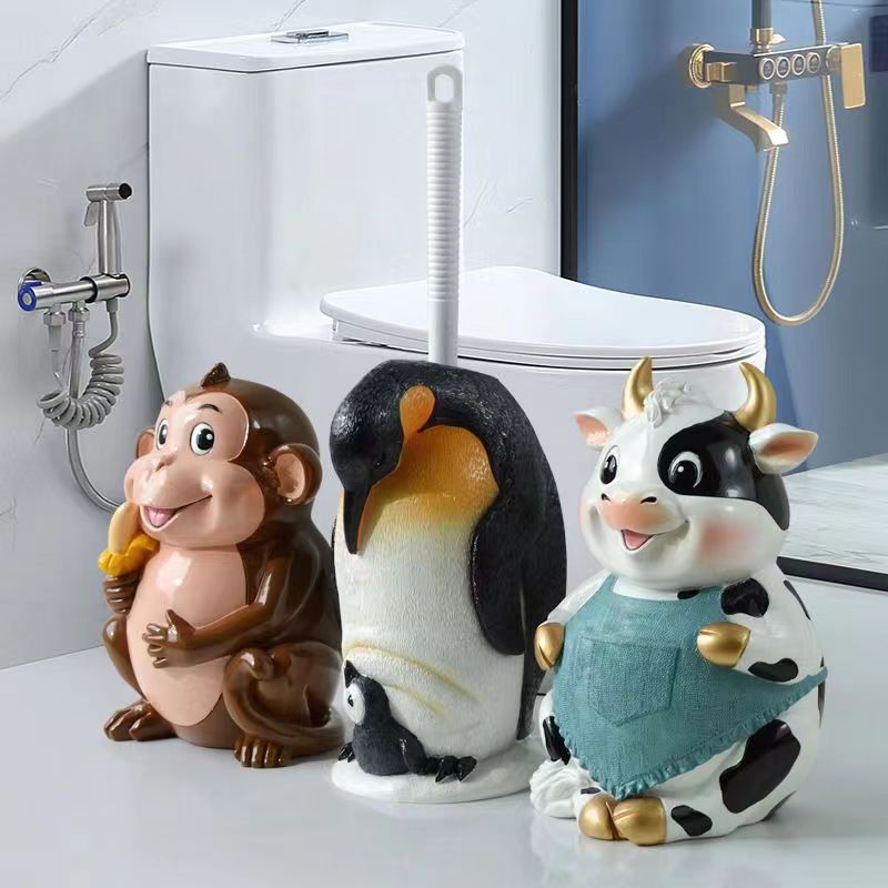 Kreative Karikatur Sitzen Frosch Wc Pinsel Halfter einstellen Harz Basis Heimat Hotel Schlecht Reinigung Werkzeug Dekoration Statue