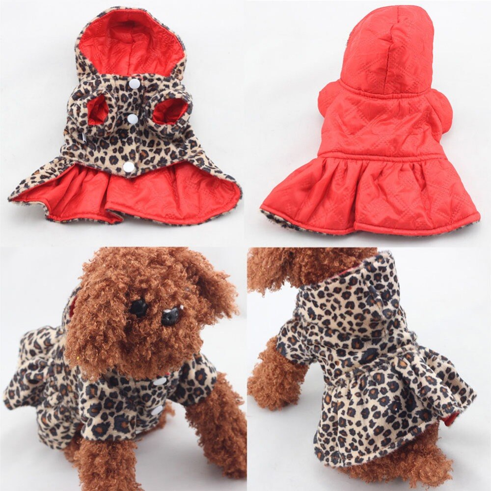 Søde hunde leopard kostume vinter hund tøj hvalp bomuld hættetrøje tøj varme hund frakker & amp; jakker chihuahua kæledyr produkt