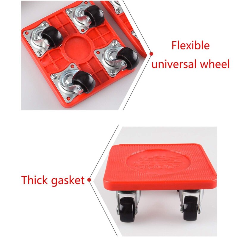 5 Pieces of 360-Degree Furniture Moving Tools, Heavy Objects Moving and Transporting Lifts, 4-Wheeled Universal Pulleys