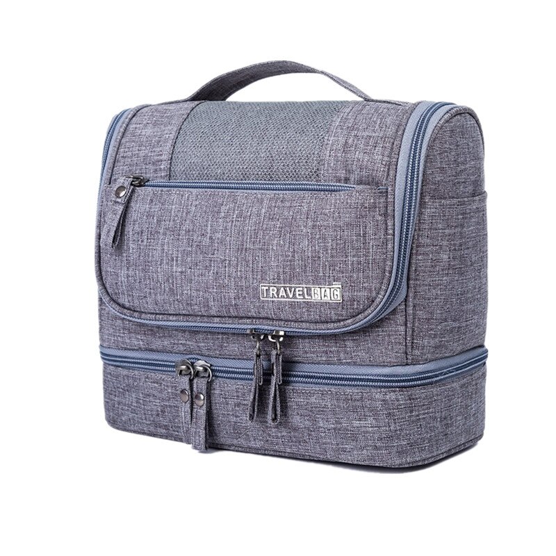 Men Hanging Hook Cosmetic Bag Travel Necessarie Large Toiletry Storage Women Makeup Vanity Cases Organizer Beauty Wash Pouch: Gray