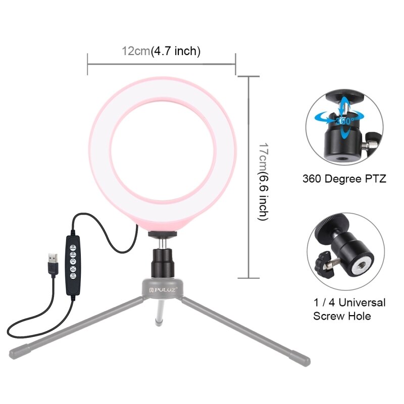PULUZ Dimmable Color Fill Light Ring Light LED Ring Light RGBW Dimmable Lighting Kit For Makeup Camera Selfie Video Live