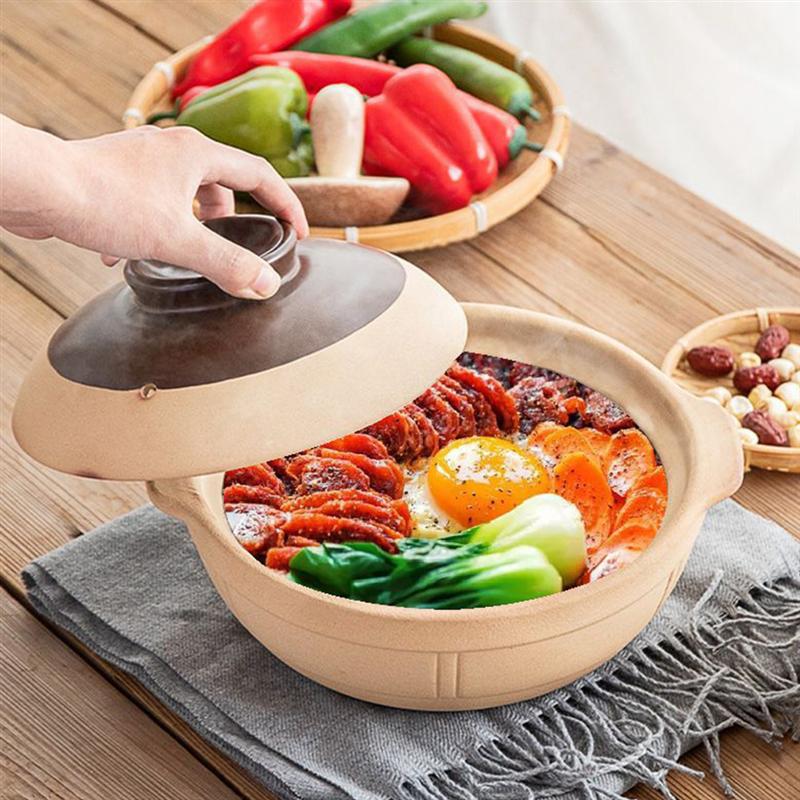 Ceramic Casserole Stew Pot Ceramic Round Soup Pot with Cover Bowl Tableware Household Kitchen Supplies Cooking Utensils