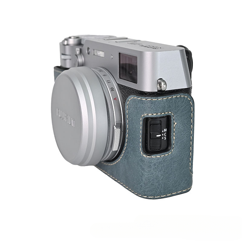 Torba na aparat fotograficzny do Fujifilm X100VI X100 VI 6, skórzana osłona ochronna z półpodstawą i paskiem na ramię na szyję i smyczą