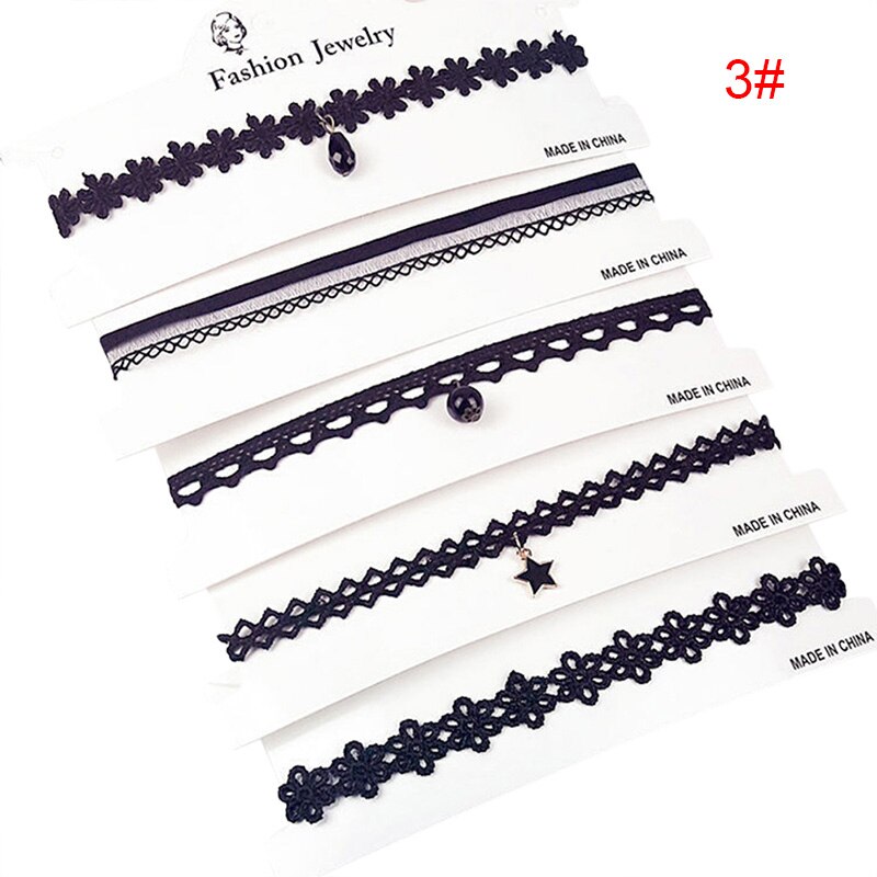 5 Pçs/set Lace Gargantilha De Veludo Estrela Cadeia Colar Colar Vintage Jóias Presentes para Mulheres Meninas NYZ Loja: 3