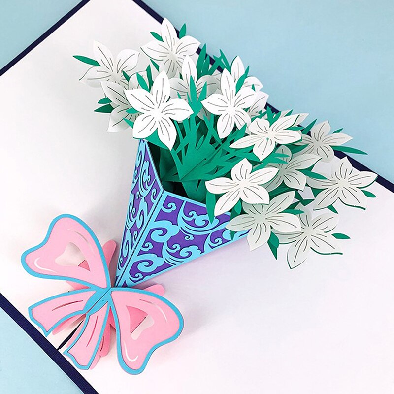 Tarjetas Pop Up 3D para el día de la madre, ramo de flores de clavel, tarjetas de felicitación,