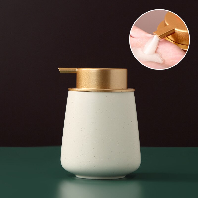 Ceramic Liquid Soap Dispenser Bottles Shower Gel Shampoo Bottle Hand Sanitzer Dispenser Bathroom Accessories Set: white-A