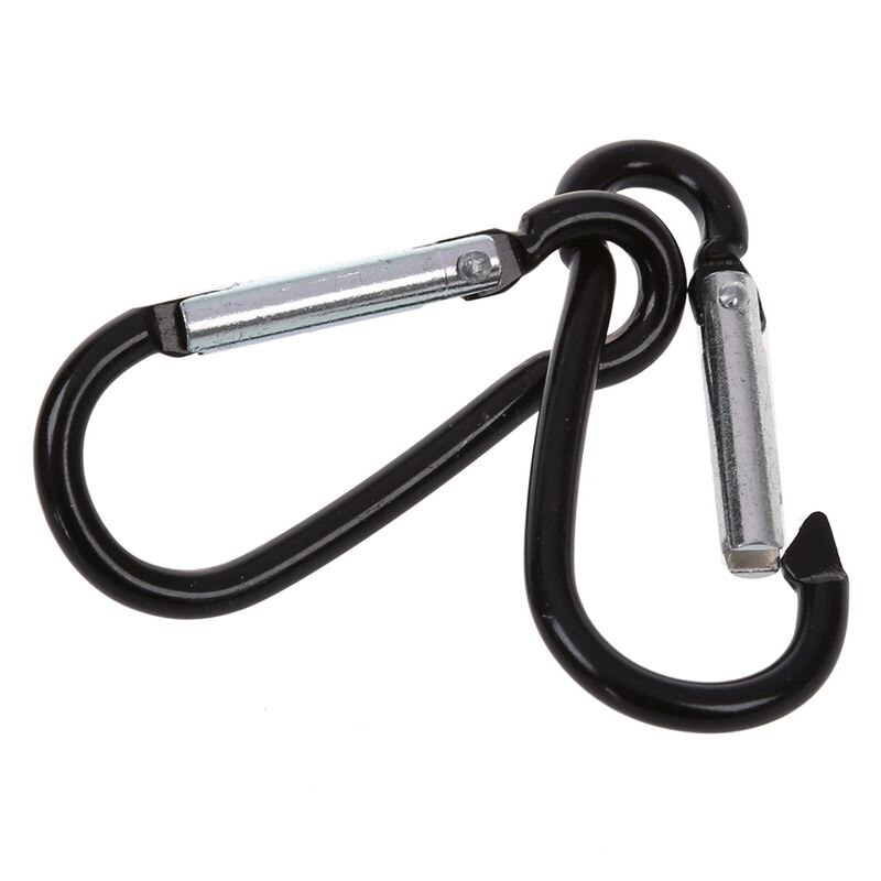 Outdoor Hiking Black Spring Clip Lock Carabiner Hook 8 Pcs