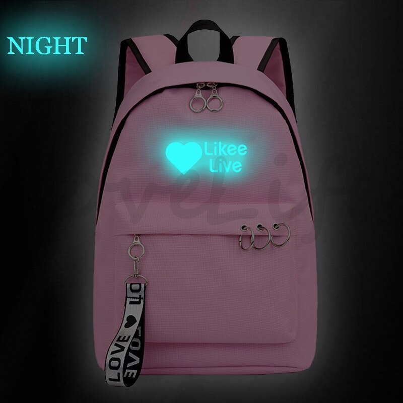 Likee live Luminous backpack Mochila Boys Girls Bookbags Children School Bags Teens back to school Black Pink Travel bags