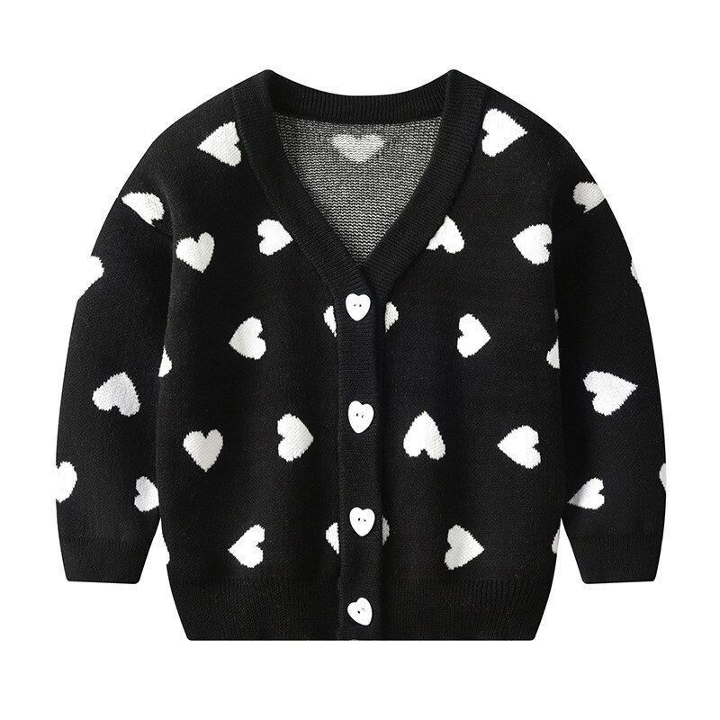 Baby Girl 2020 Heart maglione Girls Toddler Girl maglione natalizio Baby Girl Cardigan lavorato a maglia Baby Girl Winter Clothes: Black / 4T