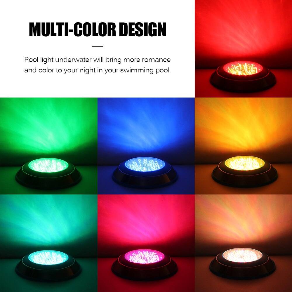 24 LED Underwater Swimming Pool Light Multi-Color 12V 24W with RGB Remote Controller Outdoor Lighting Waterproof Underwater Lamp