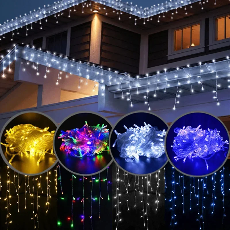Julelysslynge led-girlander 4 x 0.6m lys til uteplass, julelys, utendørs, gate, bryllup, hagedekorasjon