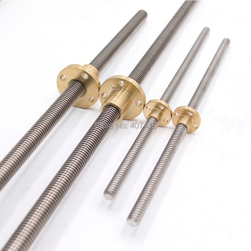 Husillo trapezoidal de acero inoxidable T12, 304mm de longitud, 2mm, 3mm, 4mm, 8mm, 12mm, para impresora 3d cnc, torno enrutador cnc, 1500