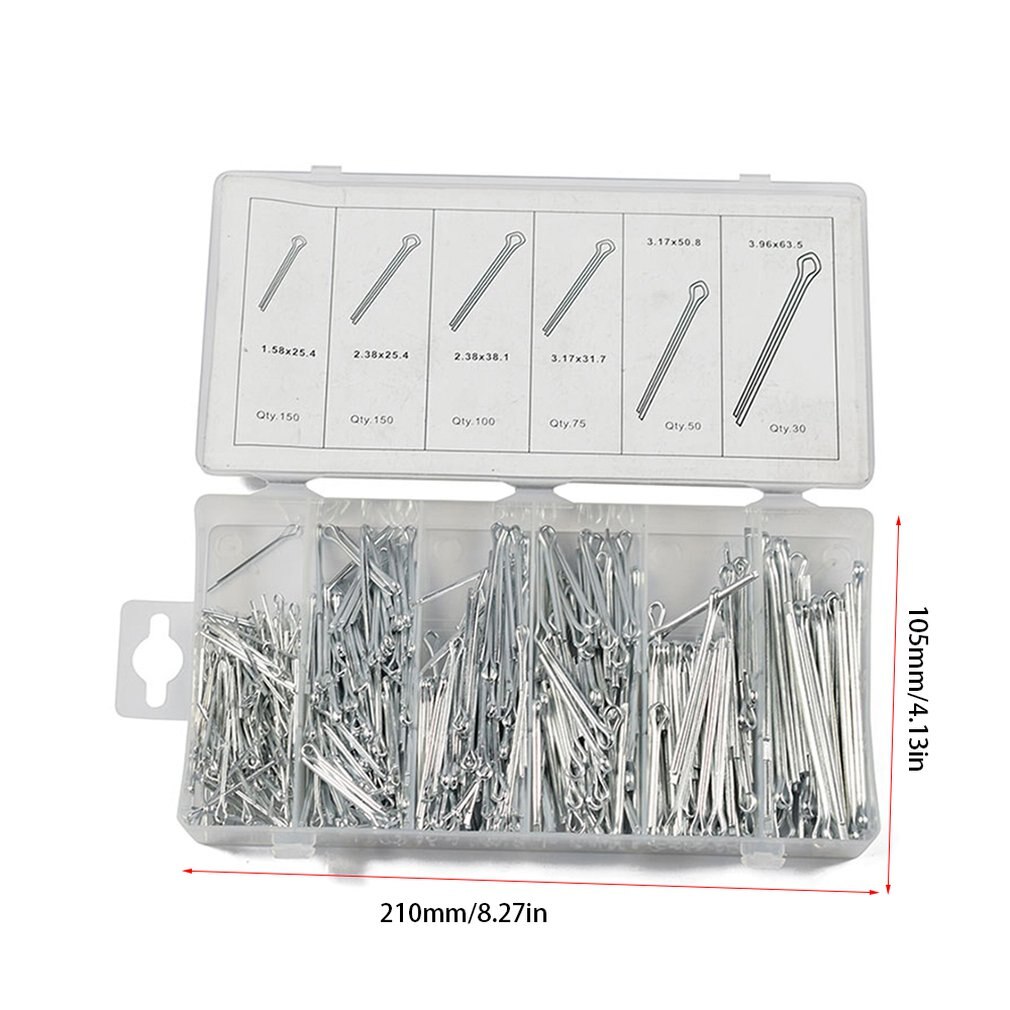 555 Stks/set Professionele Duurzaam Gebruik Splitpen Split Pin Assortiment Box Bevestigingen Set In Organiser 6 Maten 4-27