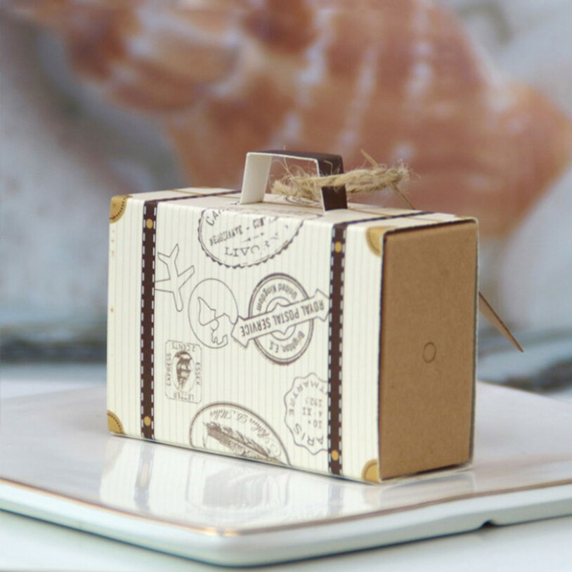Mini maleta creativa de cartón para , Maleta de cartón Retro para dulces de boda, para invitados, novedad de