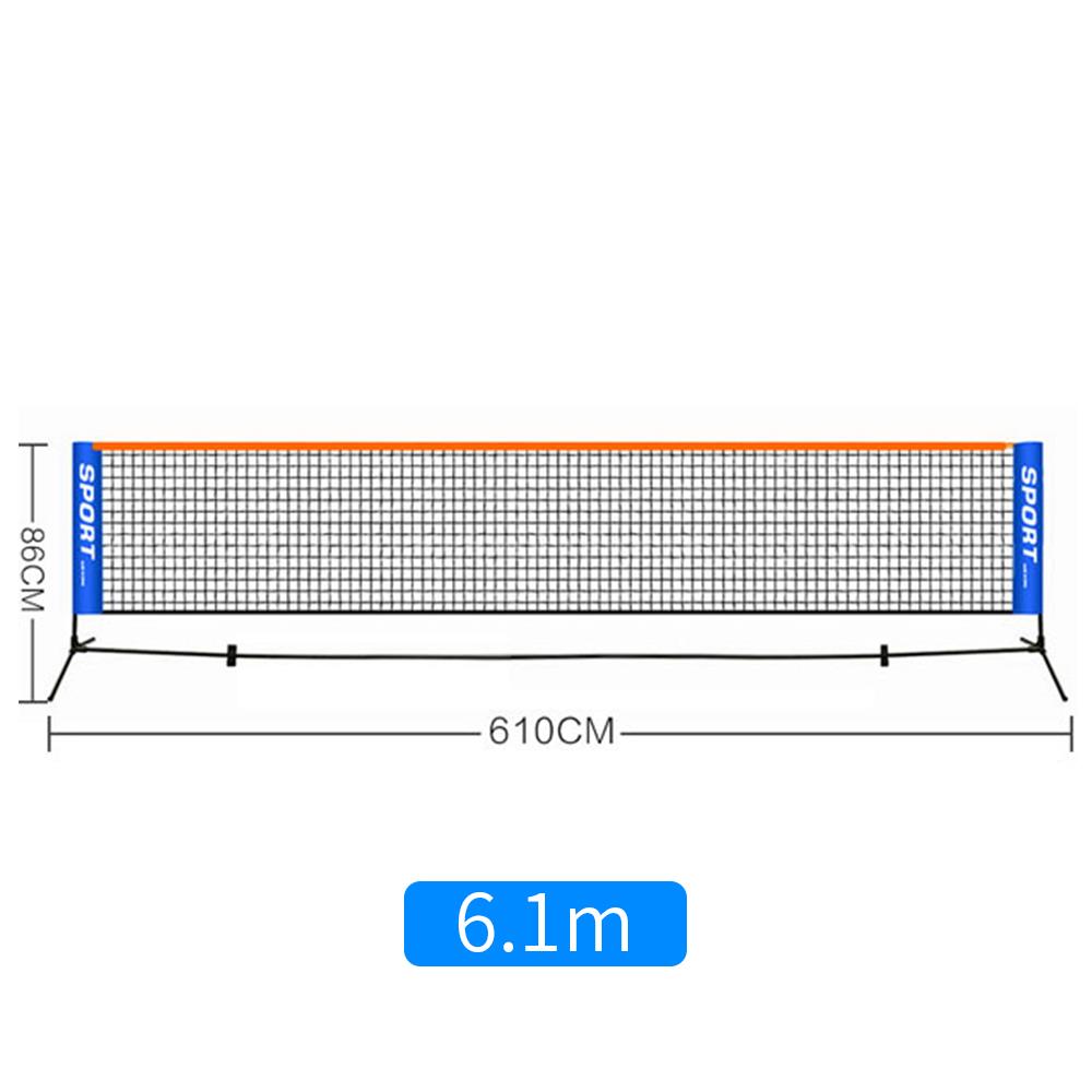 3.1/4.1/5.1/6.1m tennisnet sportstræning badminton volleyballnet bærbart udendørs tennis mesh net træning: 6.1m