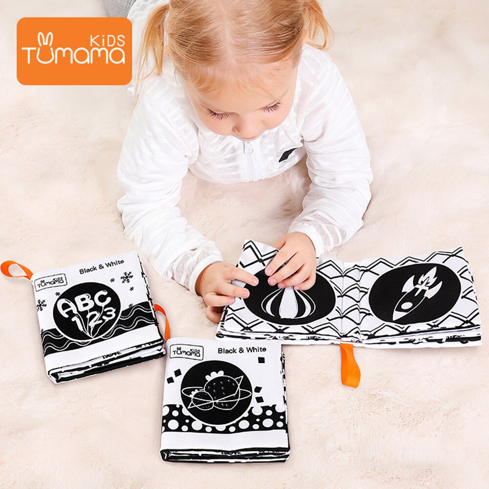 3PCS Baby Cloth Books Early Learning Educational Toys Black White Soft Cloth Development Books Cartoon Animal Infant Toys